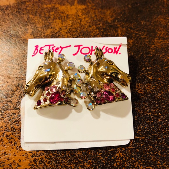 Betsey Johnson Jewelry - Betsey Johnson Magical Show Horse Earrings Pink